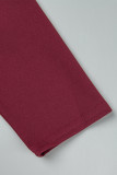 Red Elegant Solid Hollowed Out Patchwork Flounce O Neck Beach Dress Dresses