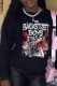 Black Street Vintage Print Patchwork O Neck Tops