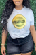 White Street Print Patchwork O Neck T-Shirts