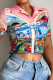 Pink Sexy Print Patchwork POLO collar T-Shirts