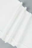 White Casual Patchwork Contrast U Neck Sleeveless Two Pieces
