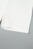 White Casual Patchwork Contrast U Neck Sleeveless Two Pieces