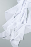 White Sexy Print Backless Halter Irregular Dress Dresses