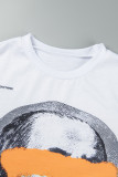 Apricot Casual Print Basic O Neck T-Shirts