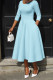Blue Casual Elegant Solid Patchwork O Neck A Line Dresses