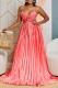 Pink Sexy Formal Gradual Change Print Backless Pleated Spaghetti Strap Evening Dress Dresses