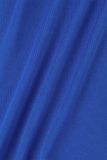 Navy Blue Elegant Solid Patchwork Buttons Fold Turndown Collar Regular Rompers