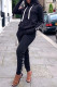 Black Casual Solid Patchwork Basic Hooded Collar Long Sleeve Two Pieces