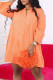 Orange Casual Solid Patchwork Long Sleeve Dresses