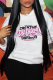 White Street Daily Print Draw String Letter Hooded Collar Tops