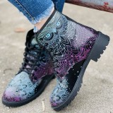 Black Casual Patchwork Frenulum Printing Round Comfortable Out Door Shoes
