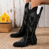Black Casual Embroidered Patchwork Pointed Comfortable Out Door Shoes