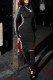 Black Casual Striped Patchwork Turtleneck Long Sleeve Dresses (With Pantyhose)