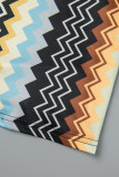 Colour Street Plaid Striped Patchwork Backless Printing Halter One Step Skirt Dresses