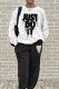 Black And White Casual Print Letter O Neck Long Sleeve Two Pieces