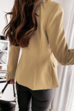Blue Casual Solid Patchwork Cardigan Turn-back Collar Outerwear