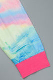 Colour Casual Print Patchwork Tie-dye O Neck Plus Size Two Pieces