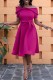 Rose Red Casual Solid Patchwork With Belt Off the Shoulder Short Sleeve Dress Dresses