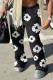 Black Casual Print Basic Regular Mid Waist Conventional Full Print Trousers
