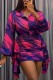 Rose Red Casual Print Patchwork Turndown Collar Long Sleeve Two Pieces