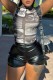 Black Casual Print Basic Turtleneck Sleeveless Two Pieces