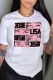 White Casual Daily Print Patchwork O Neck T-Shirts