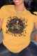 Yellow Daily Vintage Print Patchwork O Neck T-Shirts