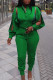 Green Sweet Street Solid Hollowed Out Patchwork Draw String Buckle Mandarin Collar Long Sleeve Two Pieces