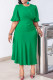 Green Casual Solid Patchwork O Neck Short Sleeve Dress