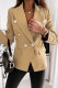 Khaki Casual Solid Patchwork Cardigan Turn-back Collar Outerwear