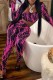 Purple Sexy Casual Print Frenulum Halter Long Sleeve Three Piece Set
