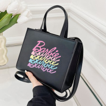 Black Casual Daily Letter Print Bags