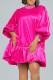 Rose Red Elegant Solid Bandage Patchwork Beading Mandarin Collar Ball Gown Dresses