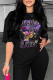 Black Casual Print Basic O Neck T-Shirts