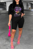 Pink Casual Print Basic O Neck T-Shirts