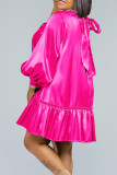 Yellow Elegant Solid Bandage Patchwork Beading Mandarin Collar Ball Gown Dresses