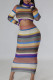 Stripe Sexy Sweet Striped Patchwork Turtleneck Long Sleeve Two Pieces