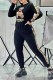 Black Sportswear Print Letter O Neck Long Sleeve Two Pieces