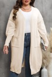 Peacock Blue Casual Solid Cardigan Plus Size Overcoat