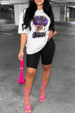 Pink Casual Print Basic O Neck T-Shirts