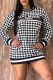 Black And White Elegant Print Patchwork Letter O Neck One Step Skirt Dresses