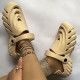 Apricot Casual Daily Hollowed Out Patchwork Solid Color Round Comfortable Shoes