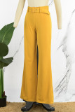 Earth Yellow Casual Solid With Belt Skinny High Waist Conventional Solid Color Trousers