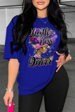 Pink Casual Print Basic O Neck T-Shirts