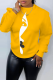 Yellow Street Daily Print Patchwork O Neck Tops