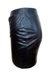 Black Casual Solid Patchwork Asymmetrical Skinny High Waist Conventional Solid Color Skirt