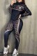 Black Sportswear Print Letter Zipper Collar Long Sleeve Two Pieces