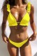 Yellow Sexy Solid Frenulum Backless Swimwears (With Paddings)