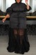 Black Casual Solid Patchwork Shirt Collar Long Dress Plus Size Dresses