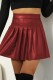 Burgundy Casual Solid Pleated Skinny High Waist Conventional Patchwork Skirts